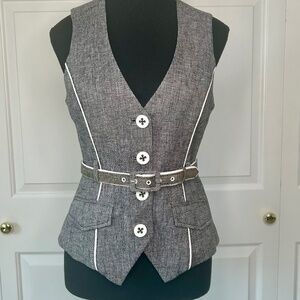 Bebe Black and White Check Patterned Vest in Size M